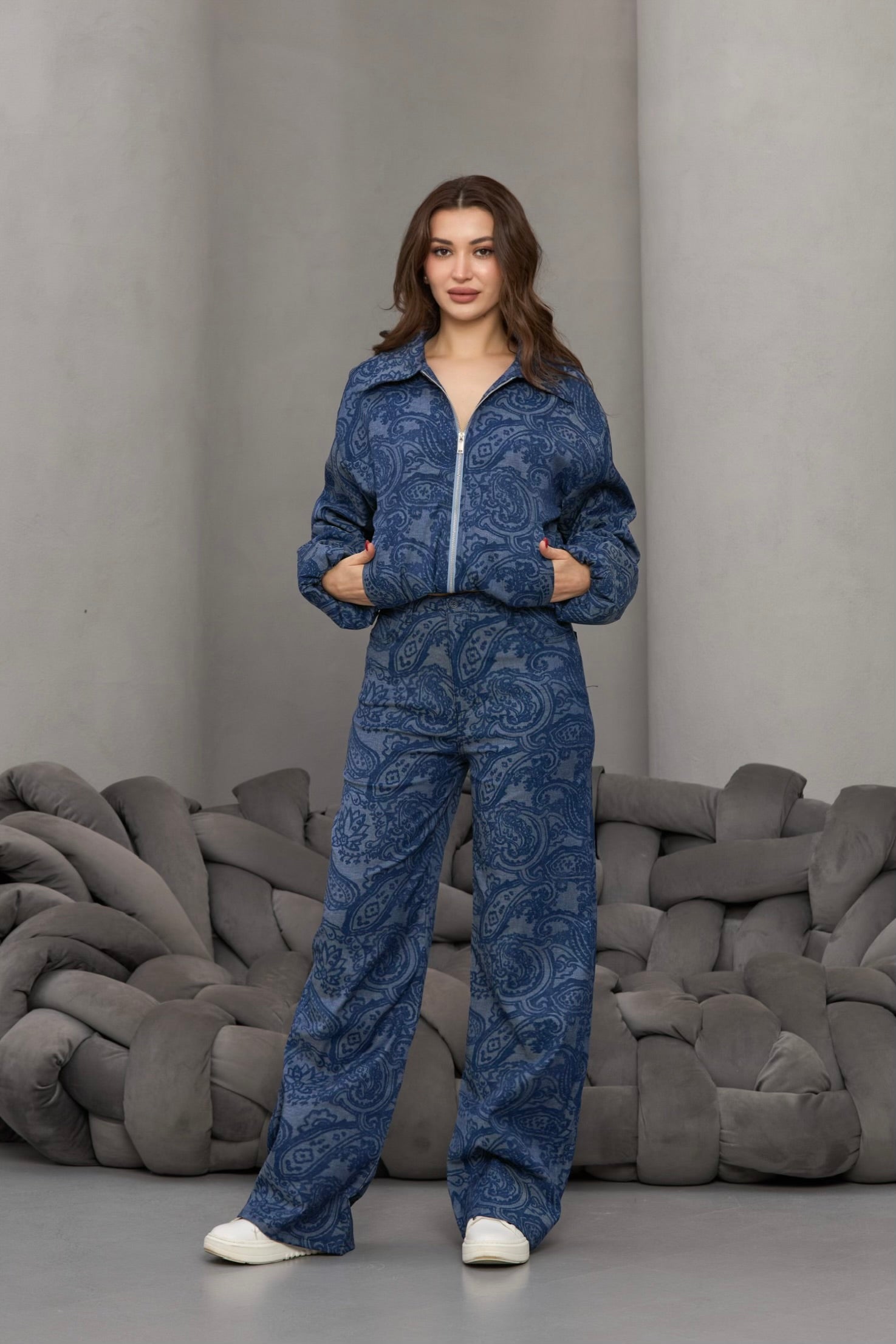 DESENLİ KOT GÖRÜNÜMLÜ TAKIM