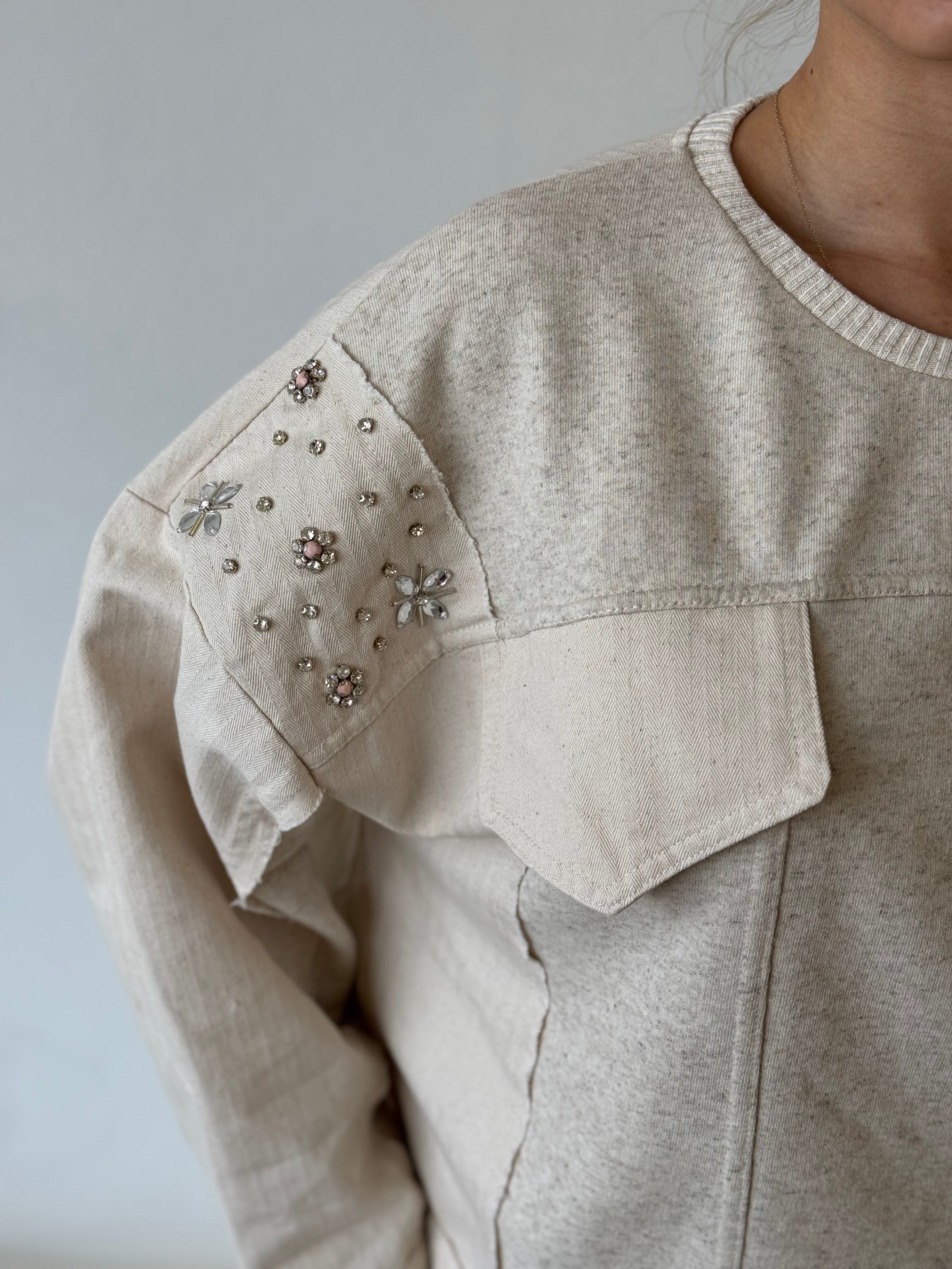 Boncuk Ve Cep Detaylı Sweat Pantolon Takım