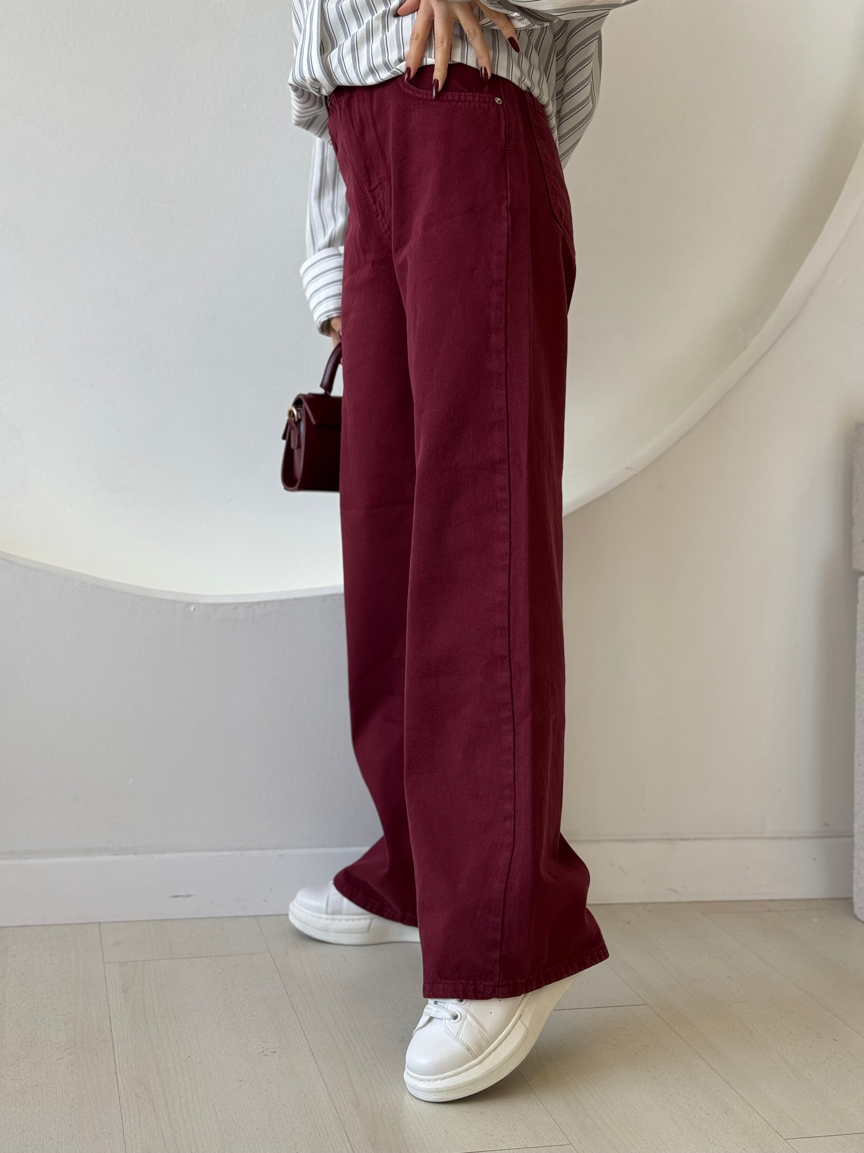 Yumuşak Dokulu Bol Paça Pantolon