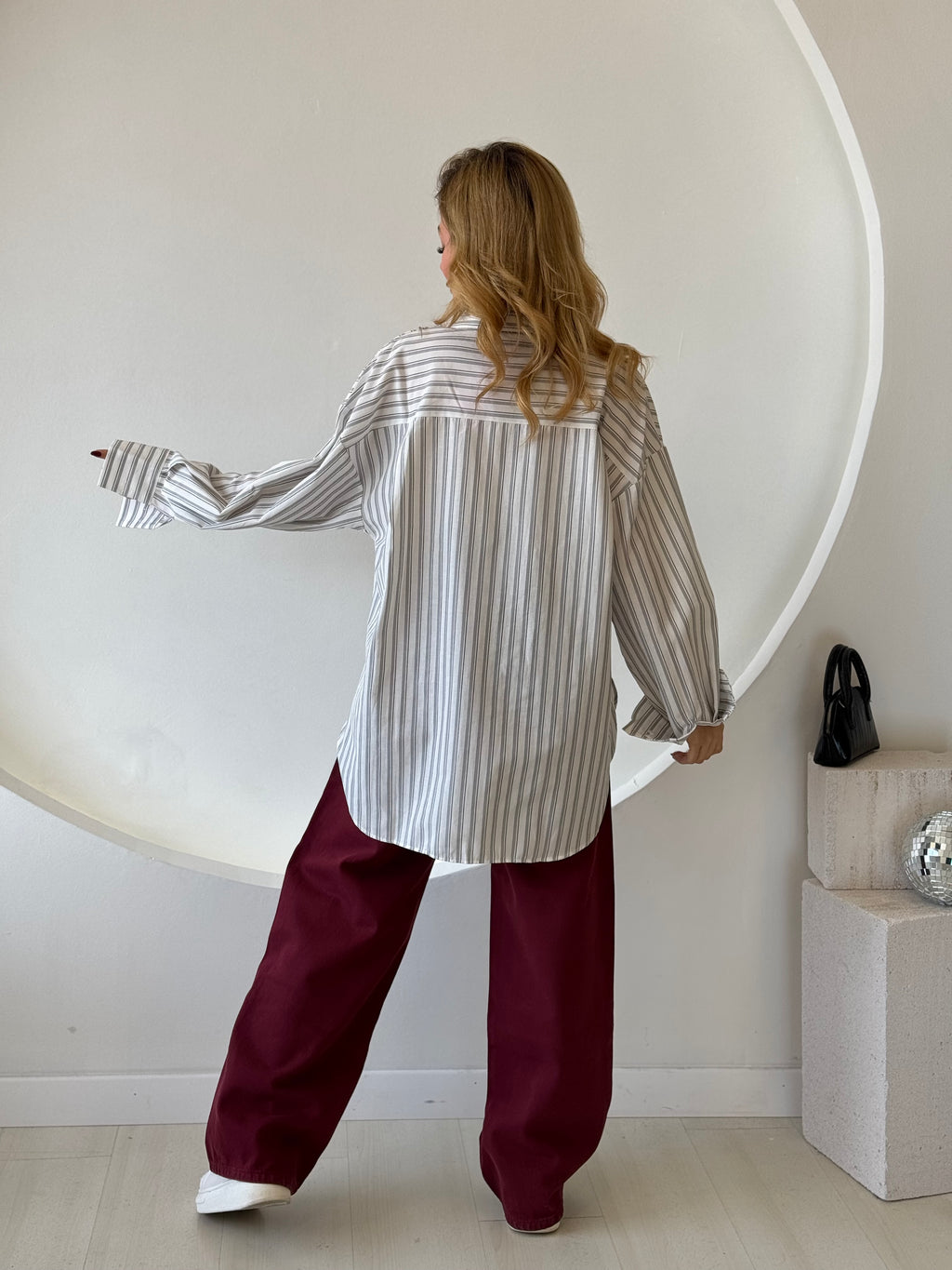 Oversize Çizgili Gömlek