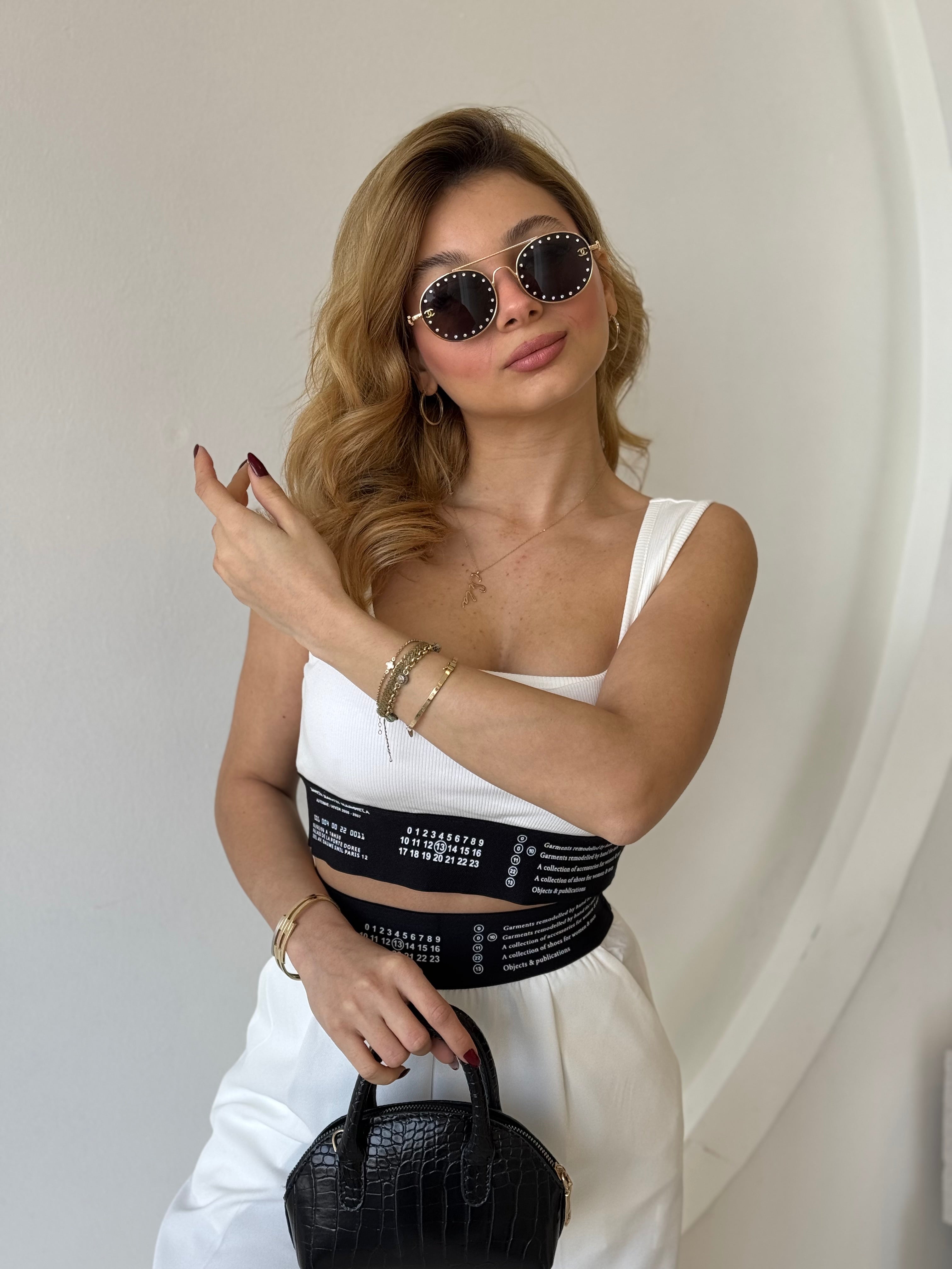 Beyaz Pantolon Crop Takım