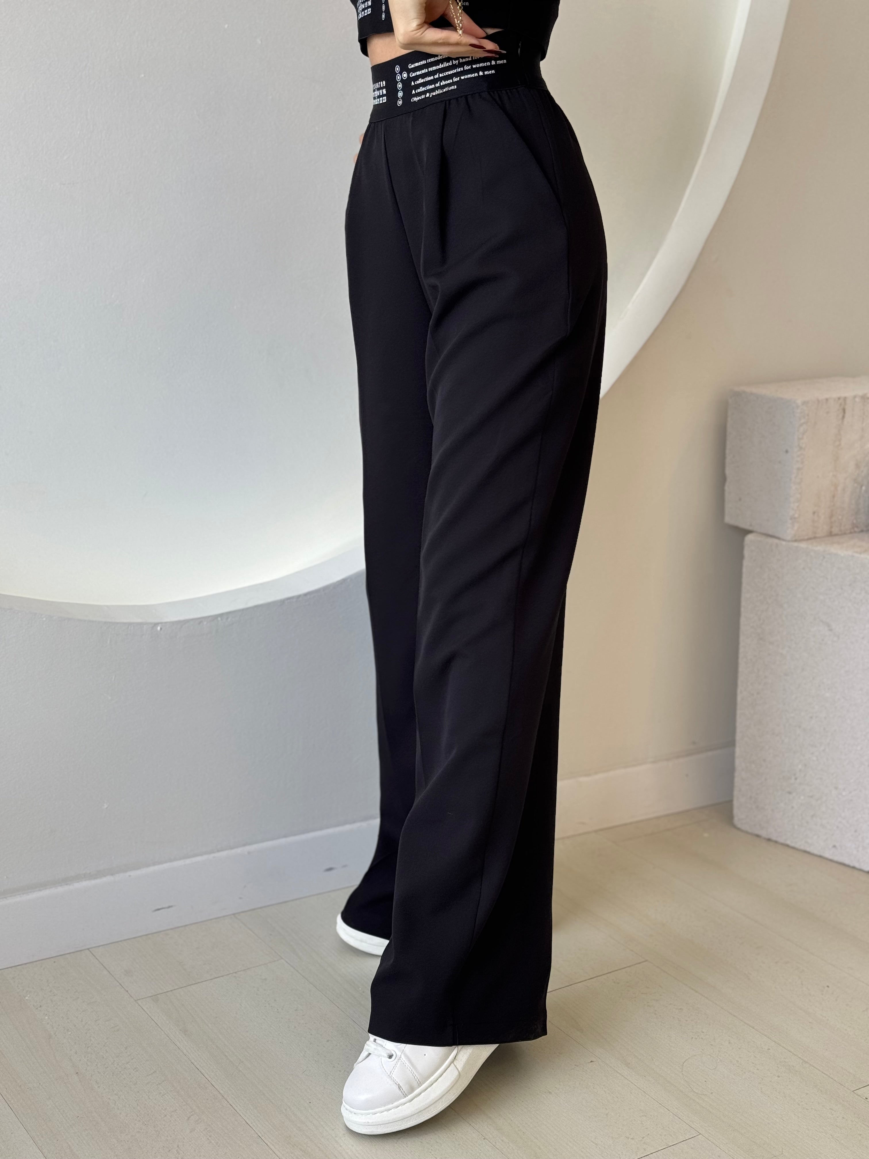 Siyah Pantolon Crop Takım